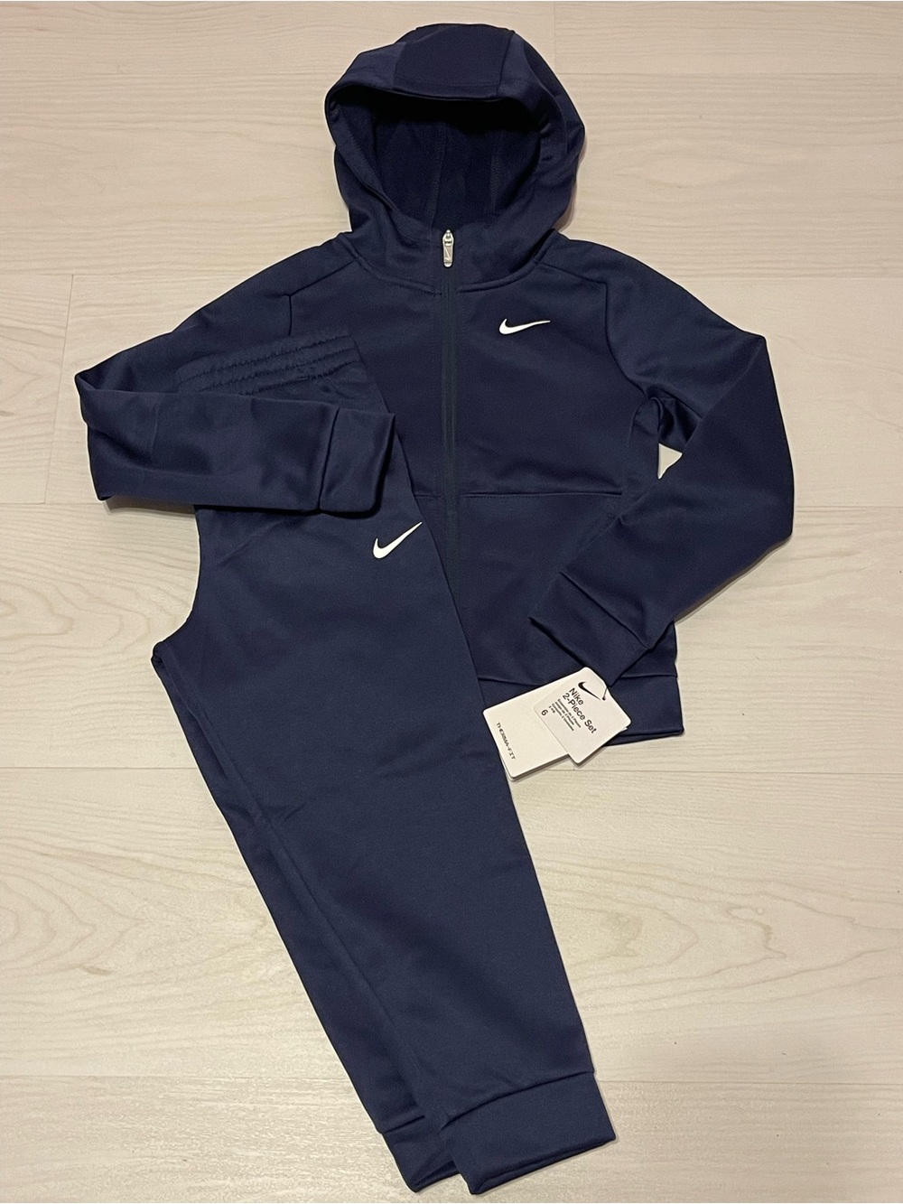 Nike Kids Navy & White Zip Hoodie and Jogger Set